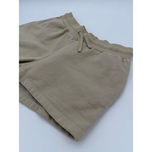 Sacre Women's Fleece Lounge Sweat Shorts Tan Beige Drawstring Pockets Medium